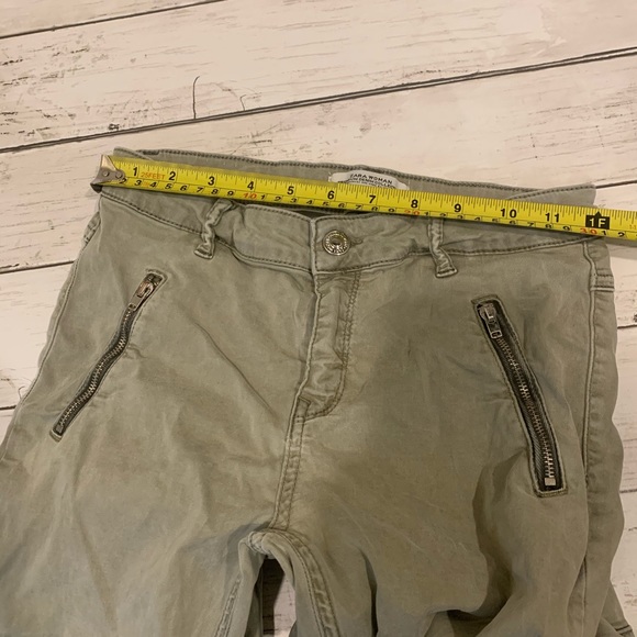 Zara jeans green size US 4 XS zippers skinny - Picture 8 of 9